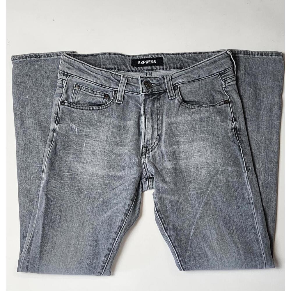 Express Gray Slim Fit Jeans - Stylish Denim 29x30